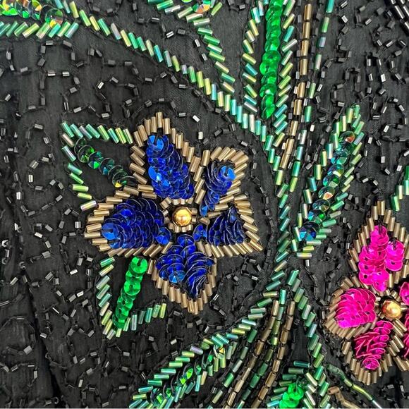 Vintage Scala Silk Beaded Sequin Floral Jacket Size Large NWT - Picture 8 of 14